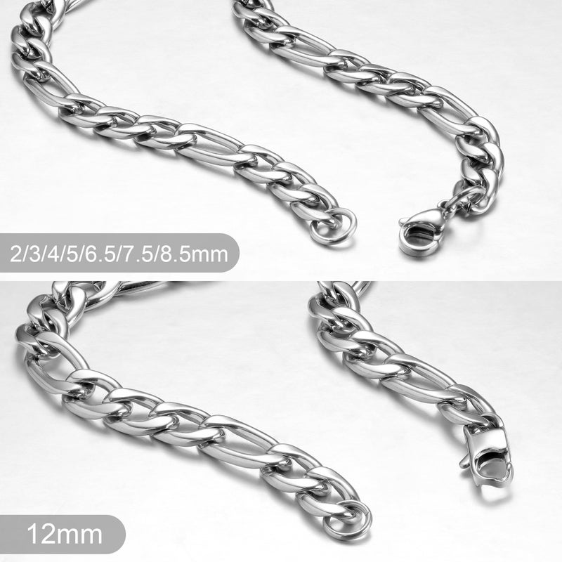 Monily 20 Inches Figaro Chain Necklace for Men 6.5MM Stainless Steel Figaro Link Chain for Mens Women - Image 5